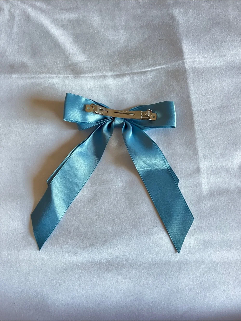 Light Blue Satin Ribbon Hair Bow Clip Barrette Large 6